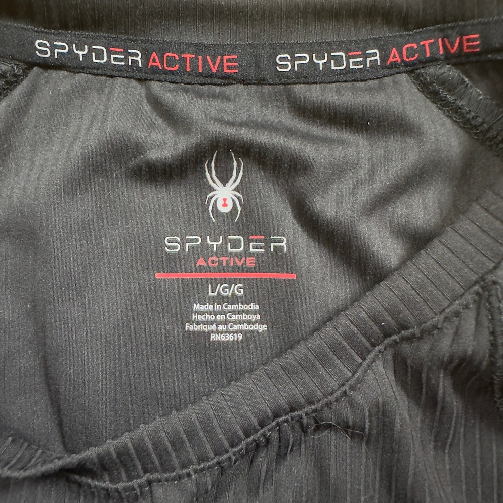 Spyder Active T-Shirt Athletic Ribbed Short Sleeve Top Black Activewear Womens L - Picture 4 of 5